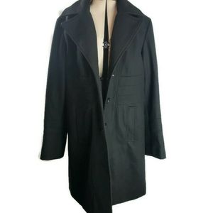 NWOT Worthington Black 3 Button Wool Winter Coat Overcoat Wmn Size Large